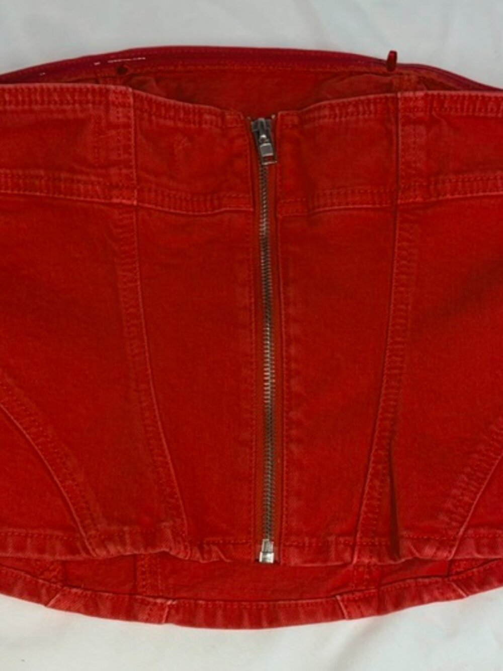 NWT Universal Thread Red Denim Strapless Corset Tube Top - Size 2 - Picture 2 of 6